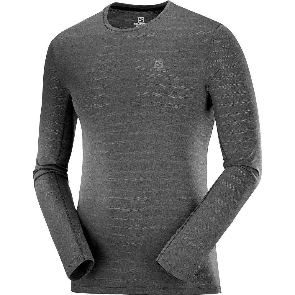 Salomon XA LS M - Mens Tee Shirt - Black - NZ (67485-EQXR)